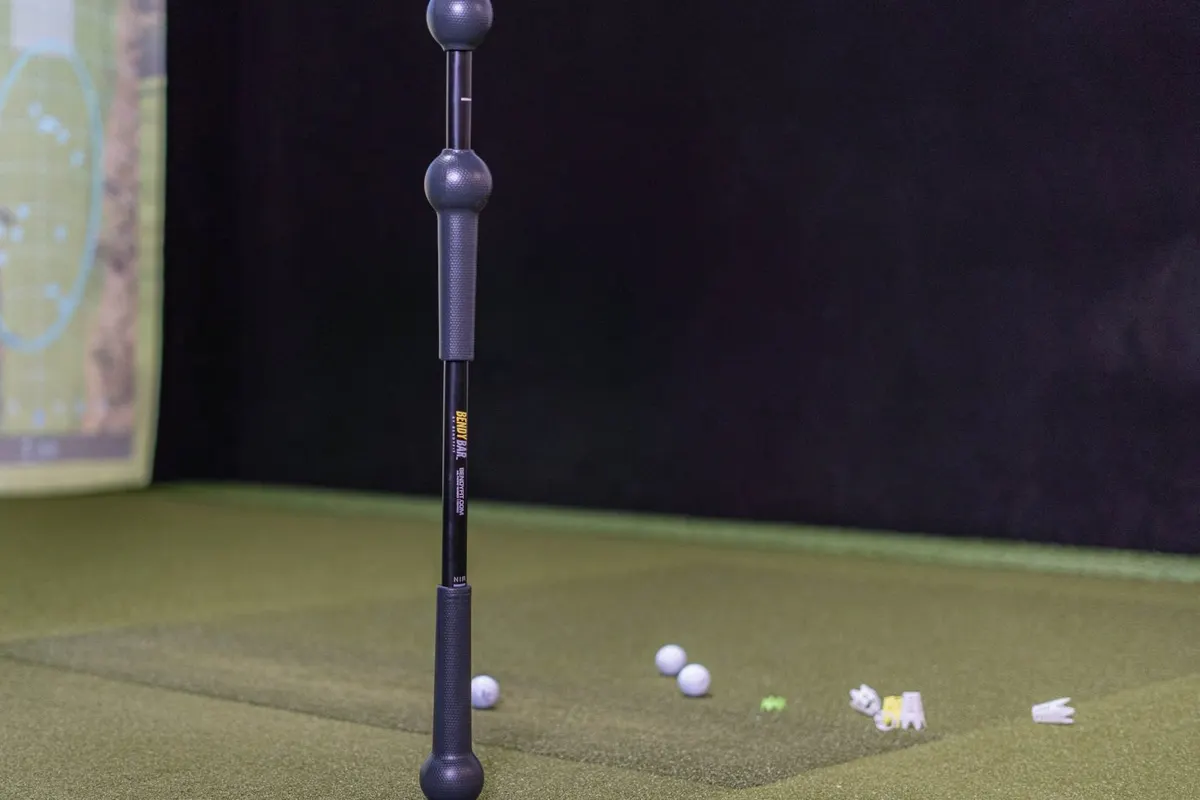 BendyBar in use: Ten minutes a day, at home, no weights or rack required.